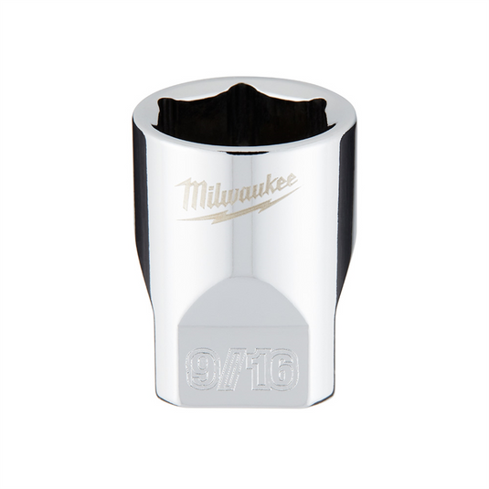 Milwaukee Tool 1/4"" Drive 9/16"" SAE 6-Point Socket with FOUR FLAT Sides; Vanadium Steel; Chrome