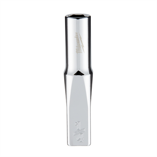 Milwaukee Tool 1/4"" Drive 1/4"" SAE 6-Point Deep Socket with FOUR FLAT Sides; Vanadium Steel; Chrome