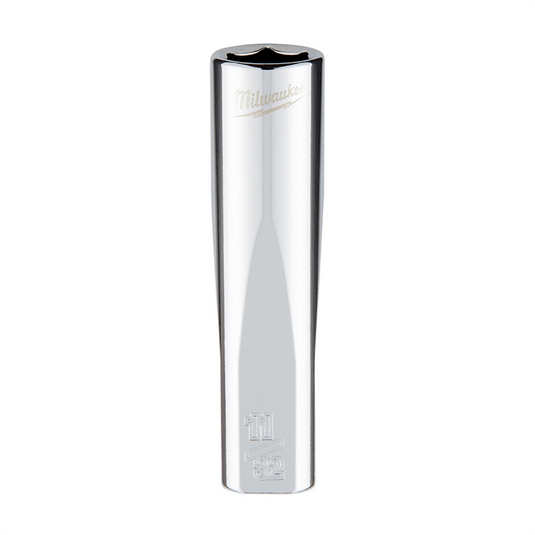 Milwaukee Tool 1/4"" Drive 11/32"" SAE 6-Point Deep Socket with FOUR FLAT Sides; Vanadium Steel; Chrome