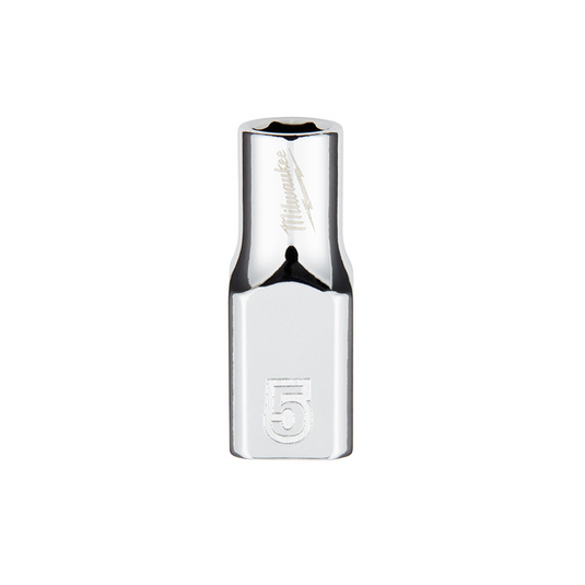 Milwaukee Tool Milwaukee Tool 1/4"" Drive 5mm Metric Socket with FOUR FLAT Sides; 6-Point; Vanadium Steel; Chrome