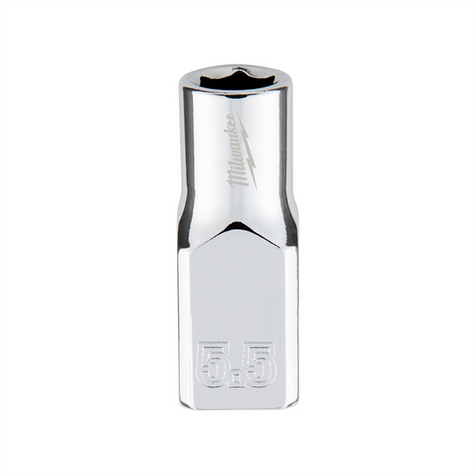 Milwaukee Tool Milwaukee Tool 1/4"" Drive 5.5mm Metric Socket with FOUR FLAT Sides; 6-Point; Vanadium Steel; Chrome