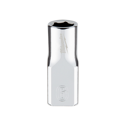 Milwaukee Tool Milwaukee Tool 1/4"" Drive 6mm Metric Socket with FOUR FLAT Sides; 6-Point; Vanadium Steel; Chrome