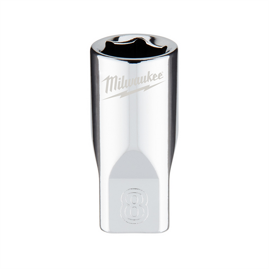 Milwaukee Tool Milwaukee Tool 1/4"" Drive 8mm Metric Socket with FOUR FLAT Sides; 6-Point; Vanadium Steel; Chrome