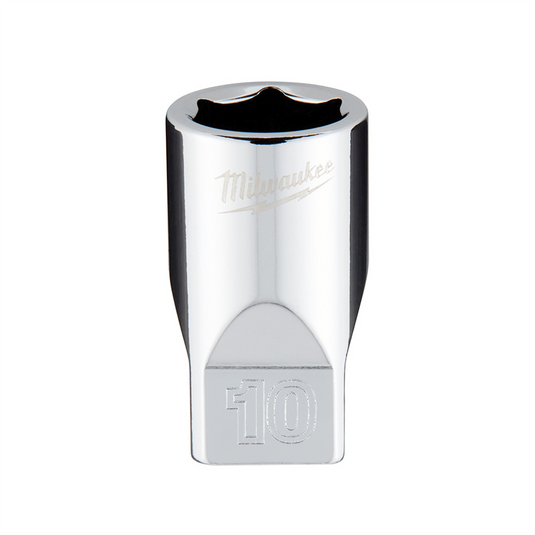 Milwaukee Tool Milwaukee Tool 1/4"" Drive 10mm Metric Socket with FOUR FLAT Sides; 6-Point; Vanadium Steel; Chrome