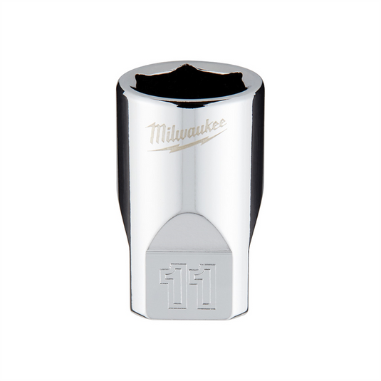 Milwaukee Tool Milwaukee Tool 1/4"" Drive 11mm Metric Socket with FOUR FLAT Sides; 6-Point; Vanadium Steel; Chrome