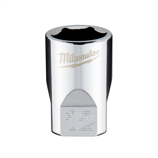 Milwaukee Tool Milwaukee Tool 1/4"" Drive 12mm Metric Socket with FOUR FLAT Sides; 6-Point; Vanadium Steel; Chrome