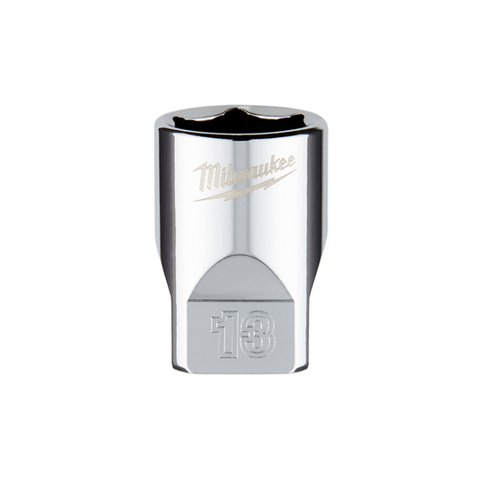 Milwaukee Tool Milwaukee Tool 1/4"" Drive 13mm Metric Socket with FOUR FLAT Sides; 6-Point; Vanadium Steel; Chrome