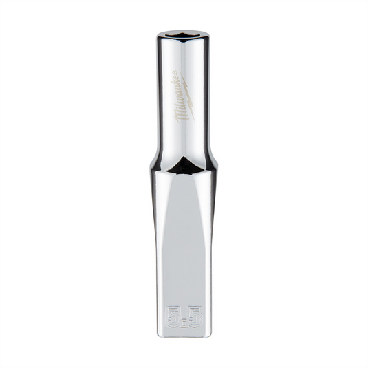 Milwaukee Tool Milwaukee Tool 1/4"" Drive 5.5mm Metric Deep Socket with FOUR FLAT Sides; 6-Point; Vanadium Steel; Chrome