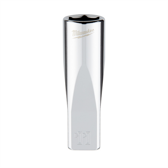 Milwaukee Tool Milwaukee Tool 1/4"" Drive 11mm Metric Deep Socket with FOUR FLAT Sides; 6-Point; Vanadium Steel; Chrome