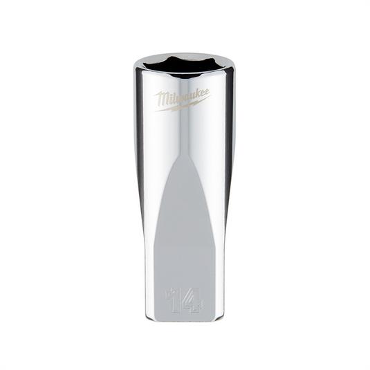 Milwaukee Tool Milwaukee Tool 1/4"" Drive 14mm Metric Deep Socket with FOUR FLAT Sides; 6-Point; Vanadium Steel; Chrome