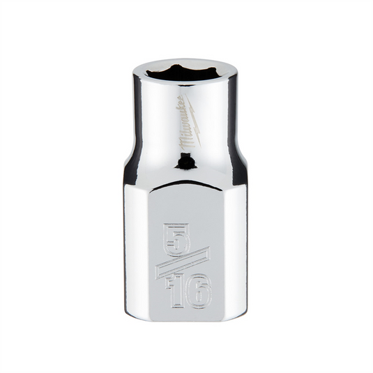 Milwaukee Tool 3/8"" Drive 5/16"" SAE 6-Point Socket with FOUR FLAT Sides; Vanadium Steel; Chrome
