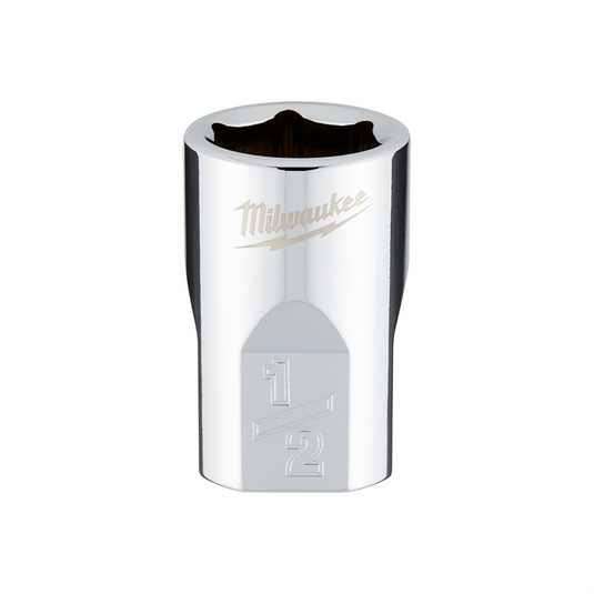 Milwaukee Tool 3/8"" Drive1/2"" SAE 6-Point Socket with FOUR FLAT Sides; Vanadium Steel; Chrome