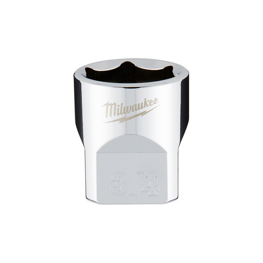 Milwaukee Tool 3/8"" Drive 3/4"" SAE 6-Point Socket with FOUR FLAT Sides; Vanadium Steel; Chrome