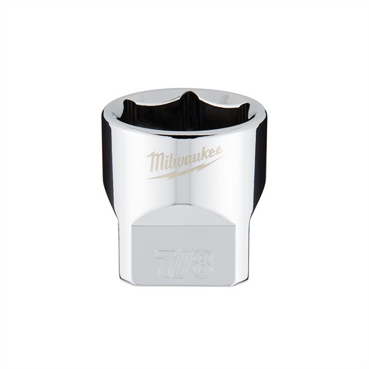 Milwaukee Tool 3/8"" Drive 7/8"" SAE 6-Point Socket with FOUR FLAT Sides; Vanadium Steel; Chrome