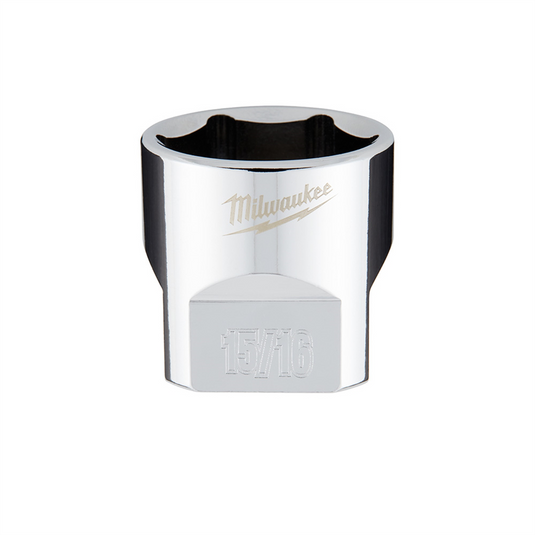 Milwaukee Tool 3/8"" Drive 15/16"" SAE 6-Point Socket with FOUR FLAT Sides; Vanadium Steel; Chrome