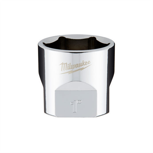 Milwaukee Tool 3/8"" Drive 1"" SAE 6-Point Socket with FOUR FLAT Sides; Vanadium Steel; Chrome