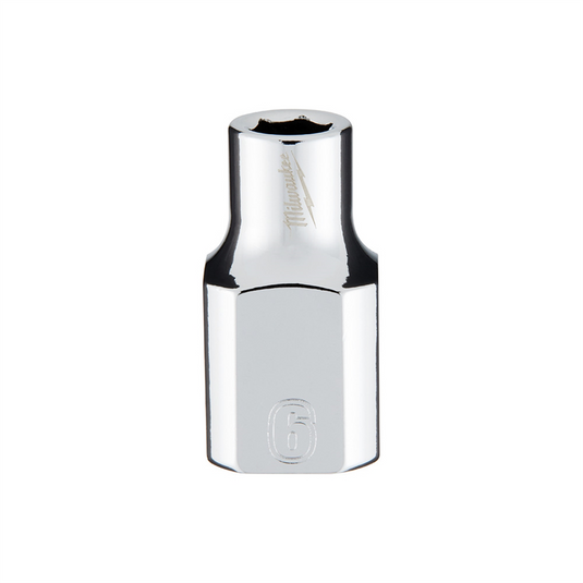 Milwaukee Tool 3/8"" Drive 6mm  Metric 6-Point Socket with FOUR FLAT Sides; Vanadium Steel; Chrome