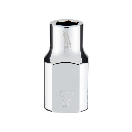 Milwaukee Tool 3/8"" Drive 7mm  Metric 6-Point Socket with FOUR FLAT Sides; Vanadium Steel; Chrome