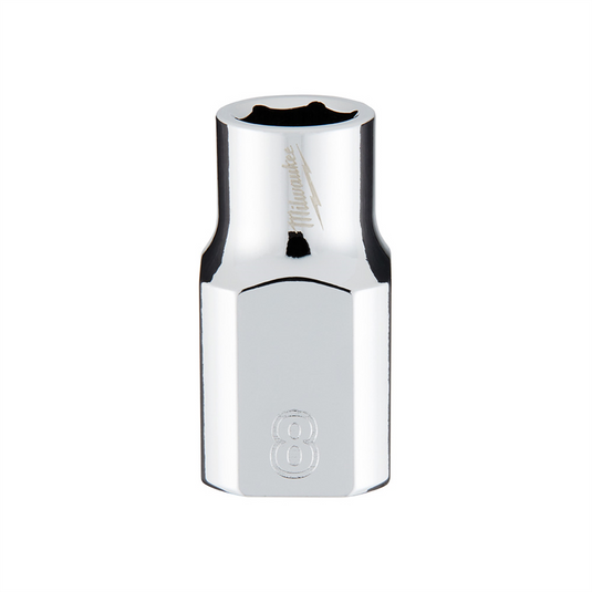 Milwaukee Tool 3/8"" Drive 8mm  Metric 6-Point Socket with FOUR FLAT Sides; Vanadium Steel; Chrome