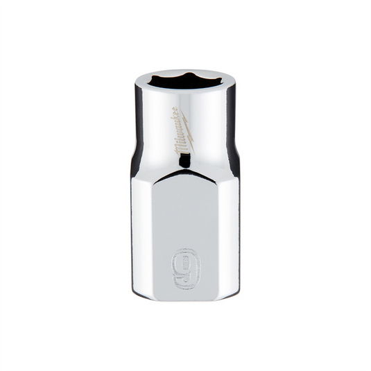 Milwaukee Tool 3/8"" Drive 9mm  Metric 6-Point Socket with FOUR FLAT Sides; Vanadium Steel; Chrome