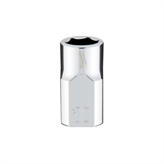 Milwaukee Tool 3/8"" Drive 10mm  Metric 6-Point Socket with FOUR FLAT Sides; Vanadium Steel; Chrome