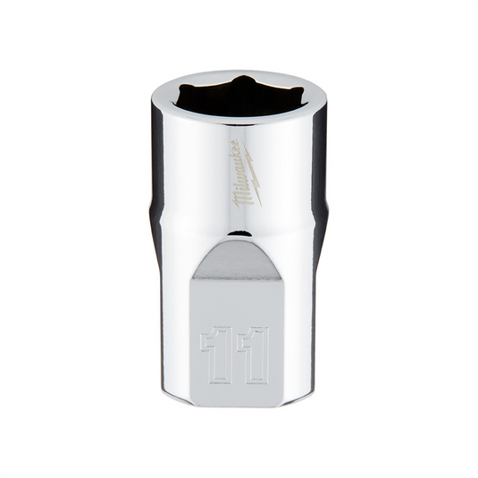 Milwaukee Tool 3/8"" Drive 11mm  Metric 6-Point Socket with FOUR FLAT Sides; Vanadium Steel; Chrome
