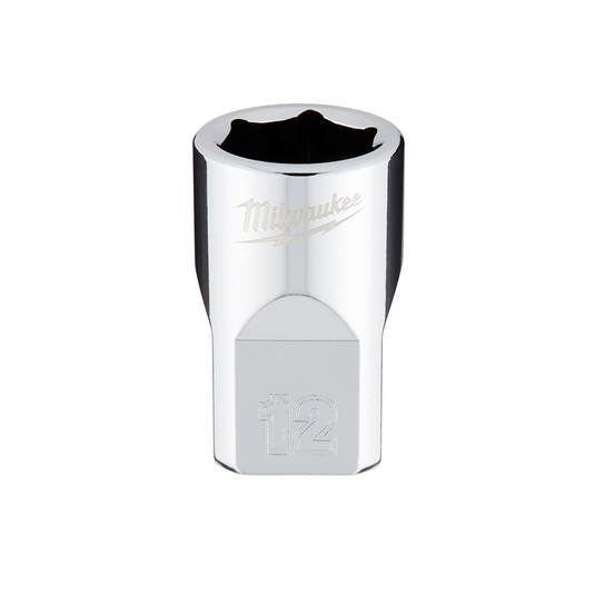 Milwaukee Tool 3/8"" Drive 12mm  Metric 6-Point Socket with FOUR FLAT Sides; Vanadium Steel; Chrome