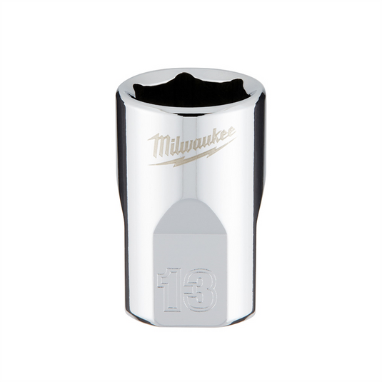 Milwaukee Tool 3/8"" Drive 13mm  Metric 6-Point Socket with FOUR FLAT Sides; Vanadium Steel; Chrome