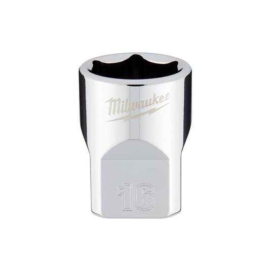 Milwaukee Tool 3/8"" Drive 16mm  Metric 6-Point Socket with FOUR FLAT Sides; Vanadium Steel; Chrome