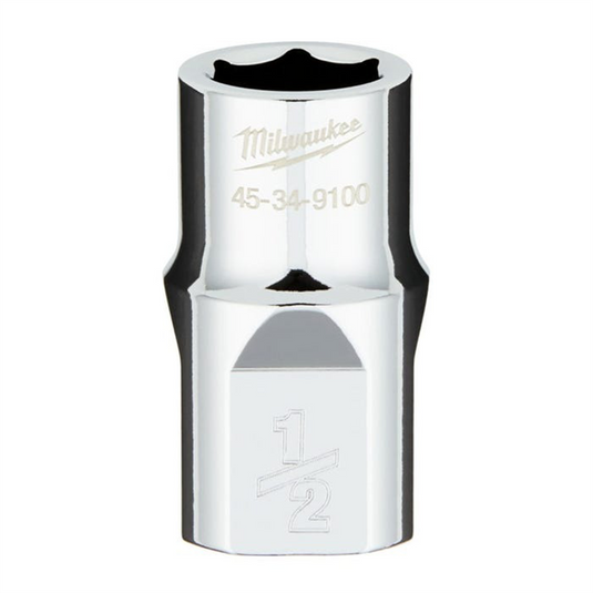 Milwaukee Tool 1/2"" Drive 1/2"" SAE  6-Point Socket with FOUR FLAT Sides; Vanadium Steel; Chrome