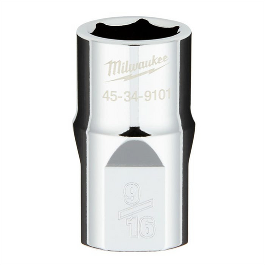 Milwaukee Tool 1/2"" Drive 9/16"" SAE  6-Point Socket with FOUR FLAT Sides; Vanadium Steel; Chrome