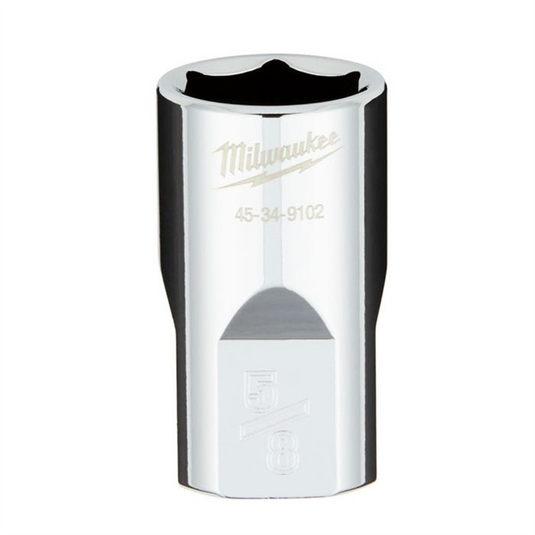 Milwaukee Tool 1/2"" Drive SAE 6-Point 5/8"" 6-Point Socket with FOUR FLAT Sides; Vanadium Steel; Chrome