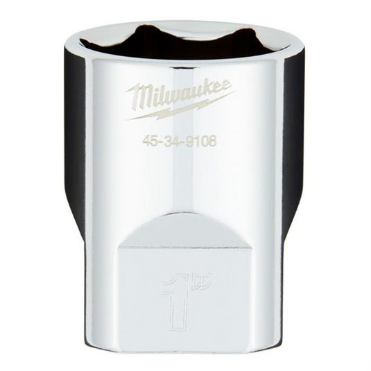 Milwaukee Tool 1/2"" Drive 1"" SAE  6-Point Socket with FOUR FLAT Sides; Vanadium Steel; Chrome