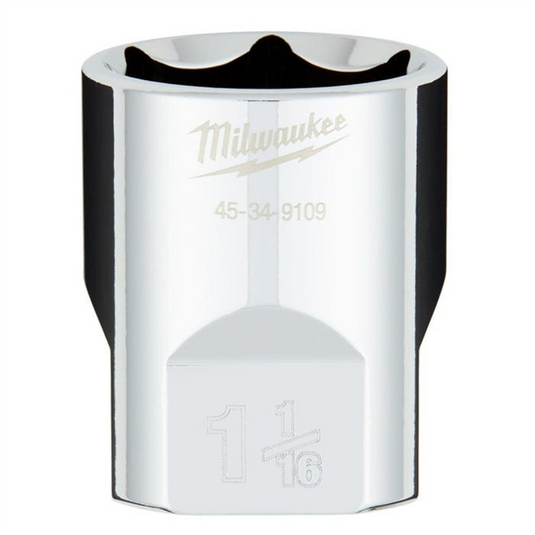 Milwaukee Tool 1/2"" Drive 1-1/16"" SAE  6-Point Socket with FOUR FLAT Sides; Vanadium Steel; Chrome