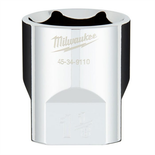 Milwaukee Tool 1/2"" Drive 1-1/8"" SAE  6-Point Socket with FOUR FLAT Sides; Vanadium Steel; Chrome