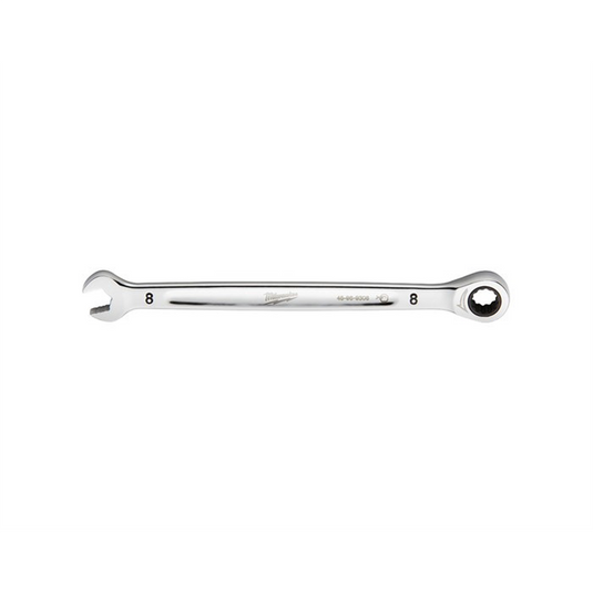 Milwaukee Tool 8MM Metric Ratcheting Combination Wrench; 12-Point; Steel; Chrome