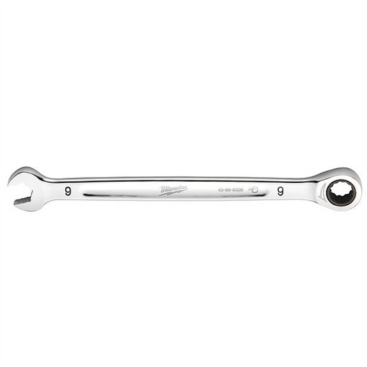 Milwaukee Tool 9MM Metric Ratcheting Combination Wrench; 12-Point; Steel; Chrome