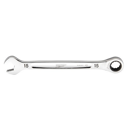 Milwaukee Tool 15MM Metric Ratcheting Combination Wrench; 12-Point; Steel; Chrome