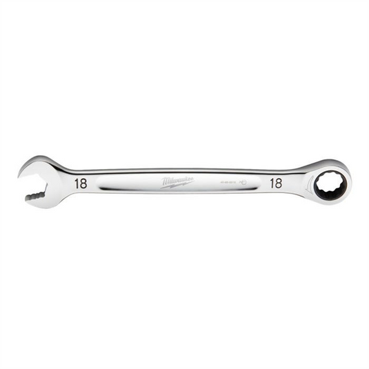Milwaukee Tool 18MM Metric Ratcheting Combination Wrench; 12-Point; Steel; Chrome