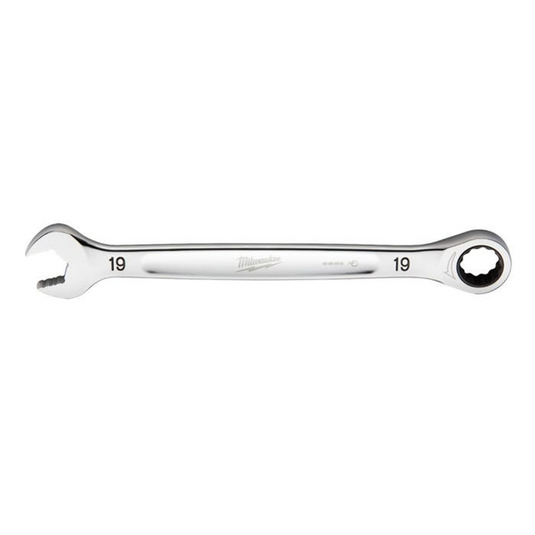 Milwaukee Tool 19MM Metric Ratcheting Combination Wrench; 12-Point; Steel; Chrome