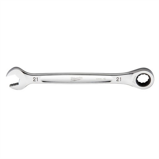 Milwaukee Tool 21MM Metric Ratcheting Combination Wrench; 12-Point; Steel; Chrome