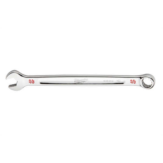 Milwaukee Tool 3/8"" SAE Combination Wrench; 12-Point; Steel; Chrome; Ergonomic; I-Beam Handle