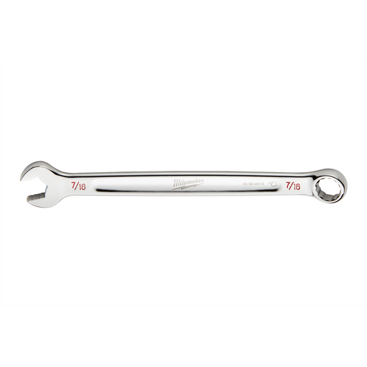 Milwaukee Tool 7/16"" SAE Combination Wrench; 12-Point; Steel; Chrome; Ergonomic; I-Beam Handle
