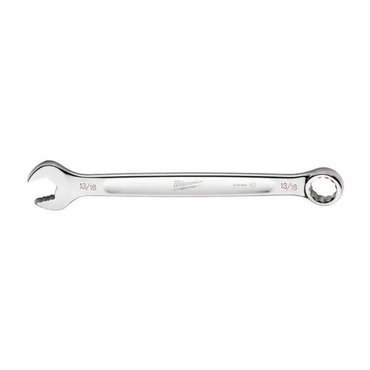 Milwaukee Tool 13/16"" SAE Combination Wrench; 12-Point; Steel; Chrome; Ergonomic; I-Beam Handle