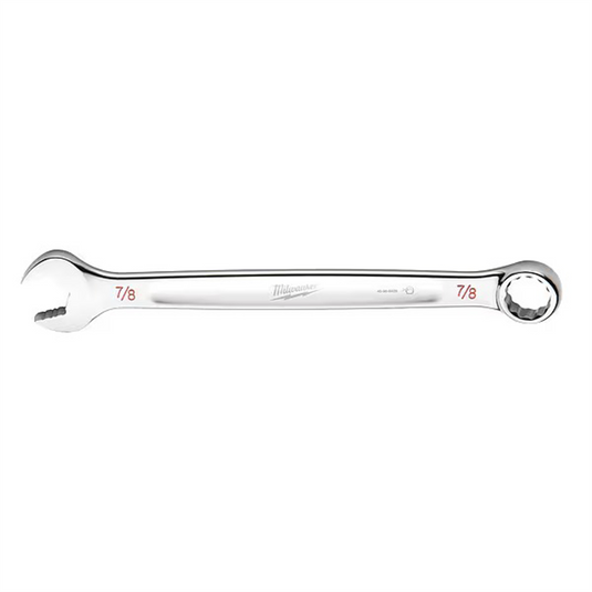 Milwaukee Tool 7/8"" SAE Combination Wrench; 12-Point; Steel; Chrome; Ergonomic; I-Beam Handle