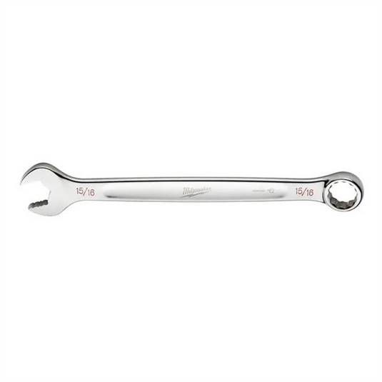 Milwaukee Tool 15/16"" SAE Combination Wrench; 12-Point; Steel; Chrome; Ergonomic; I-Beam Handle