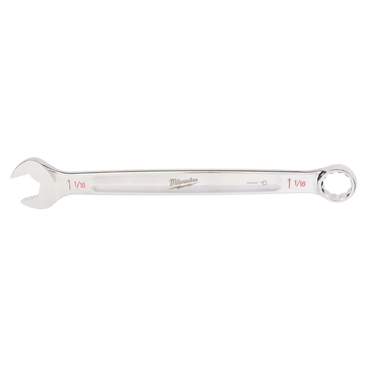 Milwaukee Tool 1-1/16"" SAE Combination Wrench; 12-Point; Steel; Chrome; Ergonomic; I-Beam Handle