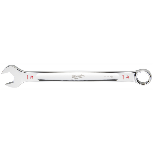 Milwaukee Tool 1-1/4"" SAE Combination Wrench; 12-Point; Steel; Chrome; Ergonomic; I-Beam Handle