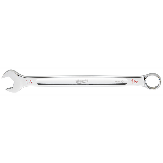 Milwaukee Tool 1-1/2"" SAE Combination Wrench; 12-Point; Steel; Chrome; Ergonomic; I-Beam Handle
