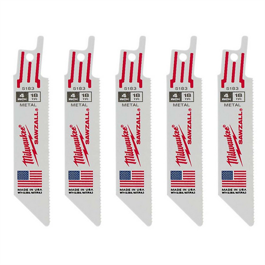 Milwaukee Tool 4"" 18 TPI   SAWZALL Blades (5 Pk)